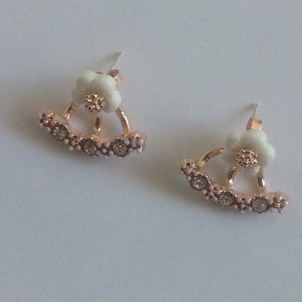 Rose Gold Color Jewelry flower Earrings